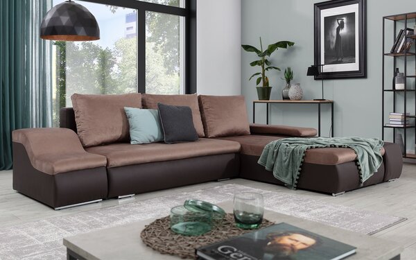 Colțar lemn masiv Extensibil Opal Depozitare 296x200cm Personalizabil - Soft 11 (piele eco neagra)
