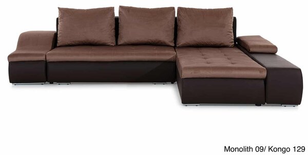 Colțar lemn masiv Extensibil Opal Depozitare 296x200cm Personalizabil - Soft 11 (piele eco neagra)
