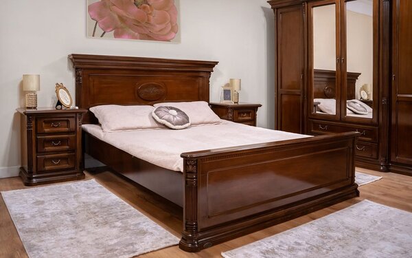 Pat lemn masiv Briston - 160x200, Da, Fara noptiere