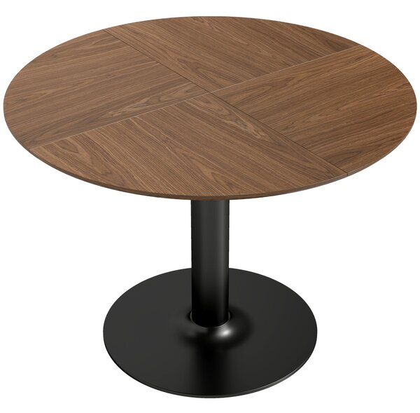 HOMCOM Masă rotundă de dining pentru 6 persoane, Ø110x78 cm, cu bază din oțel, maro cu efect de lemn | Aosom Romania