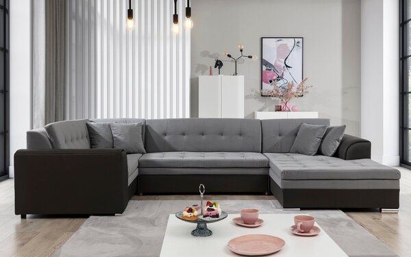 Colțar lemn masiv Formă U Extensibil Damasc 340x190cm Personalizabil
