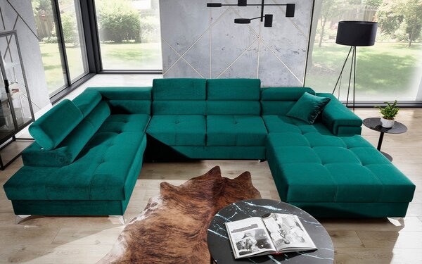 Colțar lemn masiv Formă U Extensibil Linde 345x202cm Personalizabil