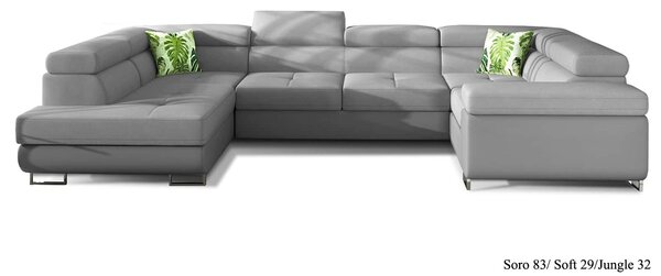 Colțar lemn masiv Formă U Extensibil Lety 340x202cm Personalizabil