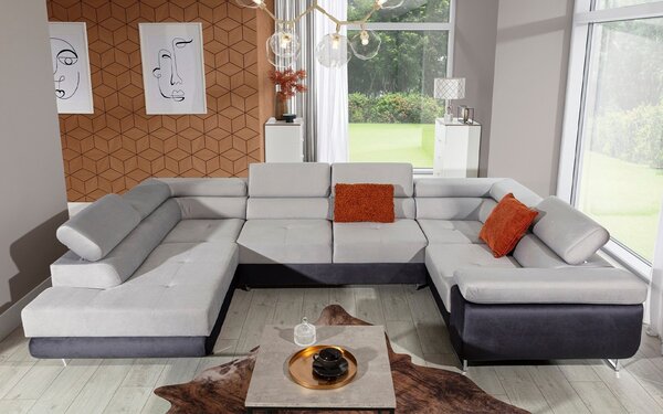 Colțar lemn masiv Formă U Extensibil Lety 340x202cm Personalizabil