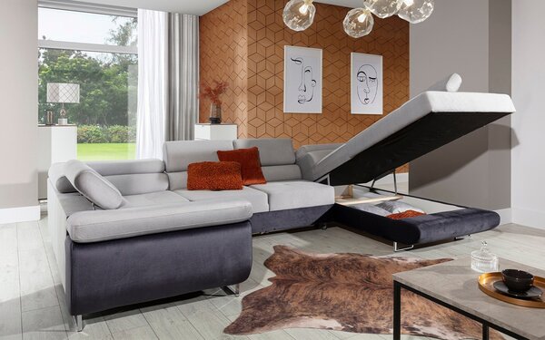 Colțar lemn masiv Formă U Extensibil Lety 340x202cm Personalizabil