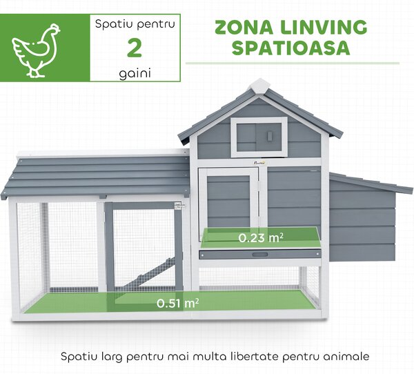 Pawhut Cotet Lemn Prefabricat – Pentru 2 Gaini, Ideal pentru Gradina | Aosom Romania