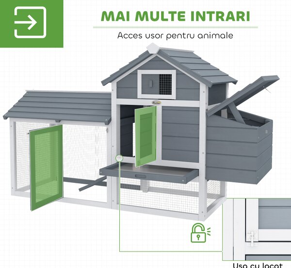 Pawhut Cotet Lemn Prefabricat – Pentru 2 Gaini, Ideal pentru Gradina | Aosom Romania