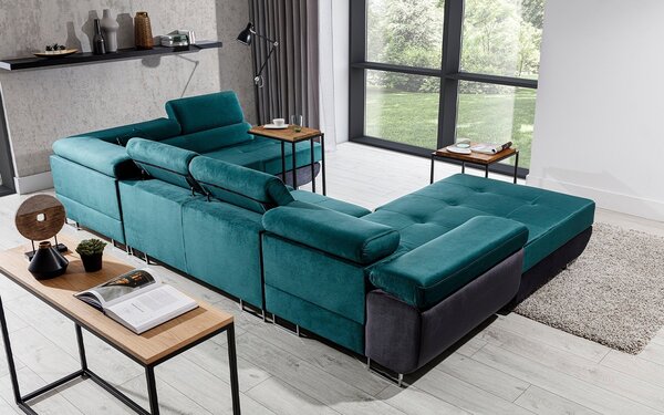 Colțar lemn masiv Formă U Extensibil Roger 345x202cm Personalizabil