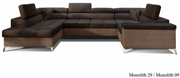 Colțar lemn masiv Formă U Extensibil Tango 350x202cm Personalizabil - Cotiera pe partea stanga