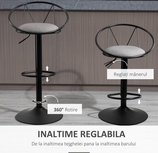 Homcom Set 2 Scaune de Bar – Pivotante, Maro, Reglabile 78–100 cm | Aosom Romania