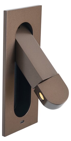 Lampă de perete modernă bronz închis, incl. LED și port USB-C - Hilton
