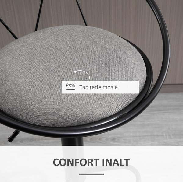 Homcom Set 2 Scaune de Bar – Pivotante, Maro, Reglabile 78–100 cm | Aosom Romania