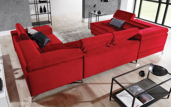 Colțar lemn masiv Formă U Extensibil Tango 350x202cm Personalizabil - Cotiera pe partea stanga