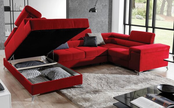 Colțar lemn masiv Formă U Extensibil Tango 350x202cm Personalizabil - Cotiera pe partea stanga