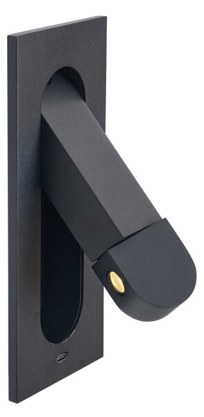 Set de 2 Aplice Moderne Negre Incl. LED și Port USB-C - Hilton