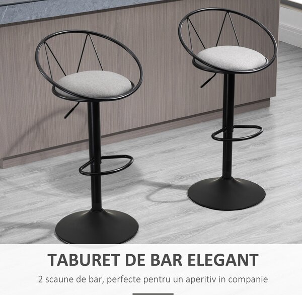 Homcom Set 2 Scaune de Bar – Pivotante, Maro, Reglabile 78–100 cm | Aosom Romania