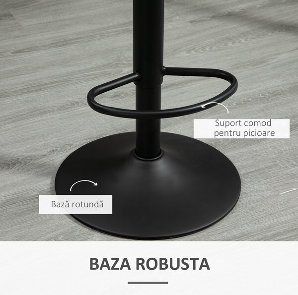 Homcom Set 2 Scaune de Bar – Pivotante, Maro, Reglabile 78–100 cm | Aosom Romania