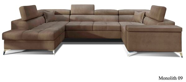Colțar lemn masiv Formă U Extensibil Tango 350x202cm Personalizabil - Cotiera pe partea stanga