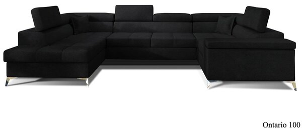 Colțar lemn masiv Formă U Extensibil Tango 350x202cm Personalizabil - Cotiera pe partea stanga