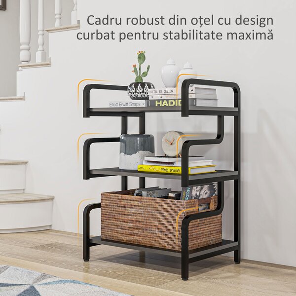 Homcom Rafturi Depozitare – 3 Niveluri, Metal Stil Industrial | Aosom Romania