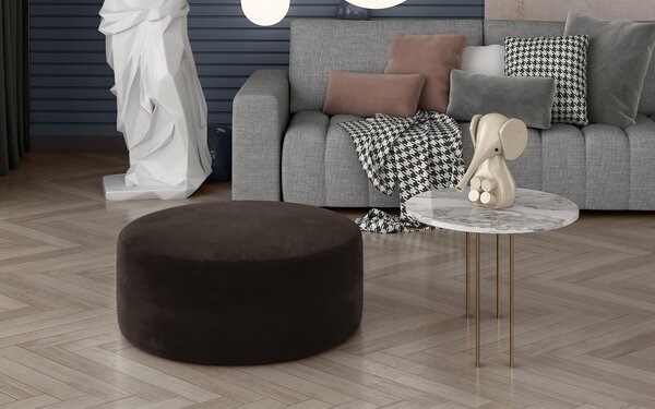 Taburet lemn masiv Pedro Rotund 75x42 cm - maro inchis