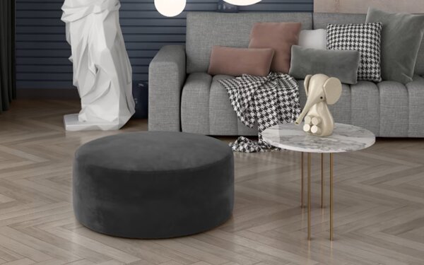Taburet lemn masiv Pedro Rotund 75x42 cm - gri inchis