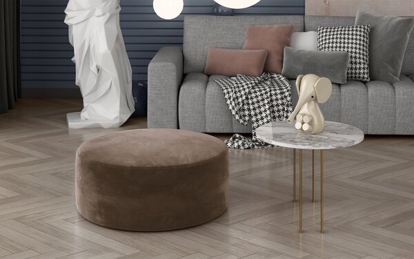 Taburet lemn masiv Pedro Rotund 75x42 cm - Maro deschis
