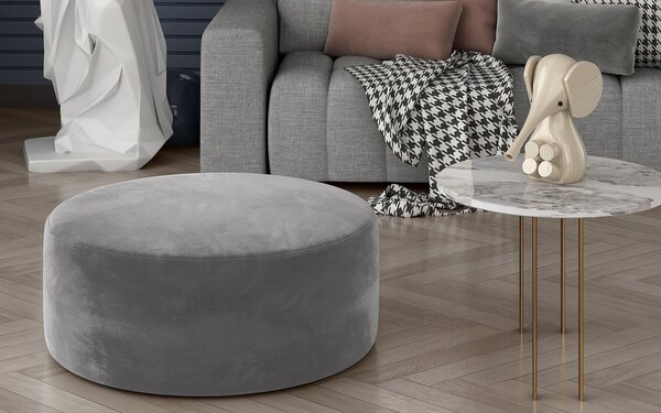 Taburet lemn masiv Pedro Rotund 75x42 cm - galben