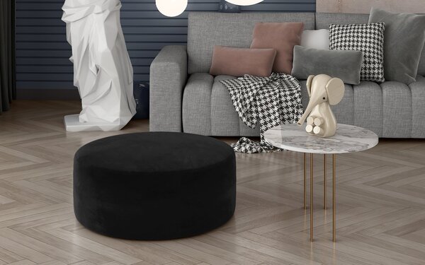 Taburet lemn masiv Pedro Rotund 75x42 cm - Negru