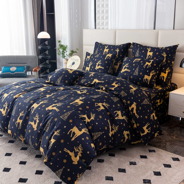 Lenjerie de pat din microfibra GOLDEN DEER albastru inchis Dimensiune lenjerie de pat: 70 x 90 cm | 140 x 220 cm