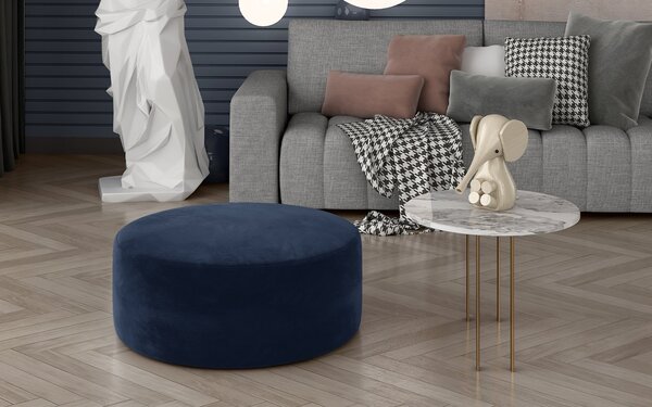 Taburet lemn masiv Pedro Rotund 75x42 cm - Albastru
