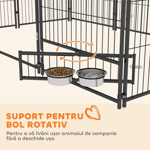 Pawhut Gard Metalic pentru Caini – Cu Usa pentru Bol & Husa Oxford | Aosom Romania