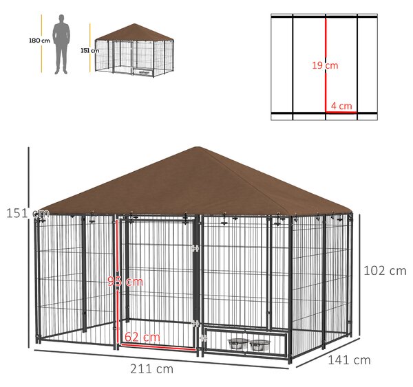 Pawhut Gard Metalic pentru Caini – Cu Usa pentru Bol & Husa Oxford | Aosom Romania