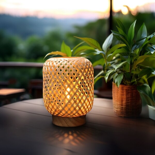 Lampă LED decorativă de masă Solight WO3107 LED/2xAAA ratan