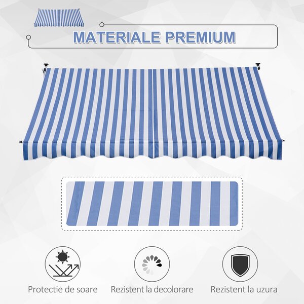 Outsunny Copertina Retractabilă cu Brațe și Manivelă, Rezistentă la Intemperii, Metal și Poliester, 300x150 cm | Aosom Romania