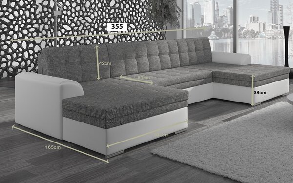 Colțar lemn masiv Formă U Extensibil Leyton 355x165cm Personalizabil