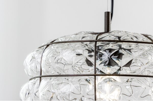 Lustră pe cablu SIRU TERRA 1xE27/60W/230V negru/transparent sticlă venețiană