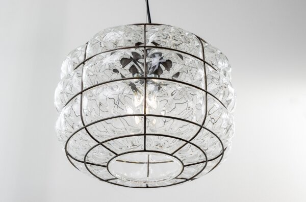 Lustră pe cablu SIRU TERRA 1xE27/60W/230V negru/transparent sticlă venețiană
