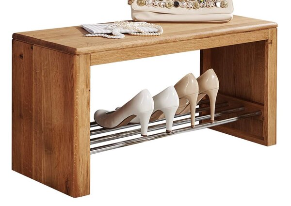 Băncuță stejar masiv pantofi Dotti 81/, 100 × 30 × 40 cm - L 81 x A 30 x H 40 cm