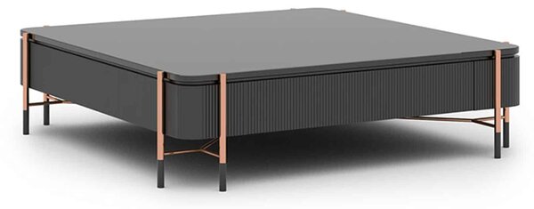 Masă lemn masiv Cafea Calista Negru-Rose Gold L 120 x A 120 x H 35 cm - Sticla
