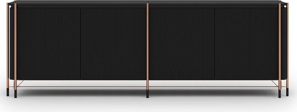Bufet lemn masiv Calista Negru-Rose Gold L 240 x A 47 x H 80 cm - Lemn