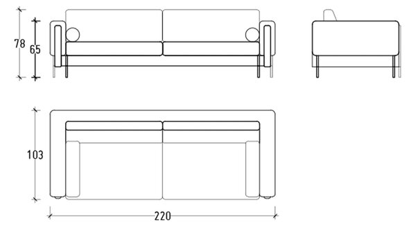 Canapea lemn masiv Fixă Calista 220/260cm - 220cm lungime (2 locuri)