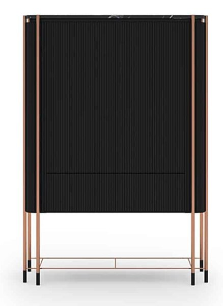 Bufet lemn masiv Înalt Calista Negru-Rose Gold L 104 x A 50 x H 150 cm - Lemn