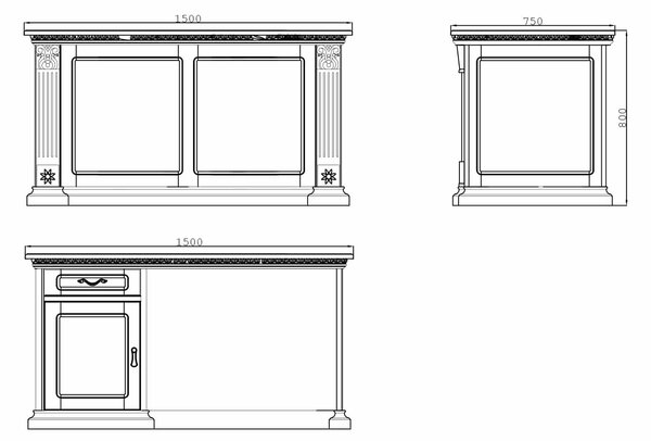 Birou lemn masiv Augustine 150 cm / 180 cm - 150cm lungime (un corp lateral)