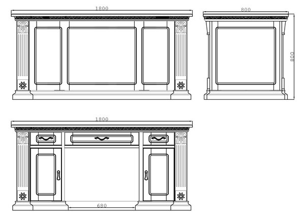Birou lemn masiv Augustine 150 cm / 180 cm - 150cm lungime (un corp lateral)