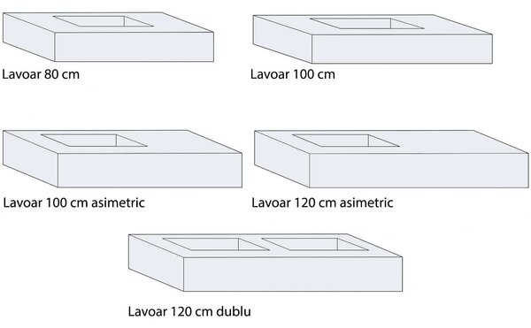 Lavoar lemn masiv Suspendat 80-120cm Bleu - White Oak, Lavoar 80 cm