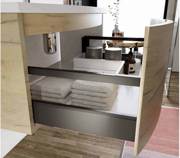 Set lemn masiv Mobilier Baie Suspendat Samba - Natur texturat