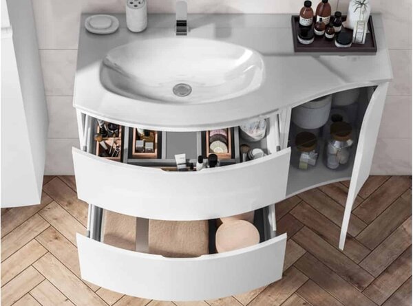 Set lemn masiv Mobilier Baie Suspendat Aledo - Natur texturat