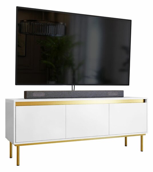 Comodă TV Comfivo BetulaAlb, Auriu, 15x6x4cm