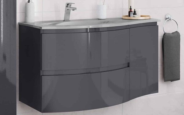 Set lemn masiv Mobilier Baie Suspendat Aledo - Natur texturat
